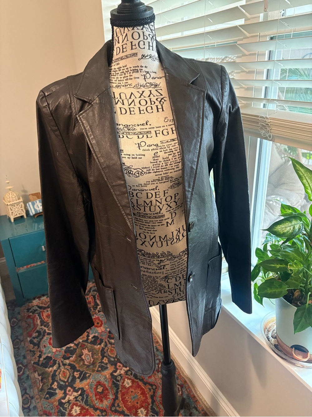 JohnPaulRichard Black Leather Blazer Jacket vintage late 90s